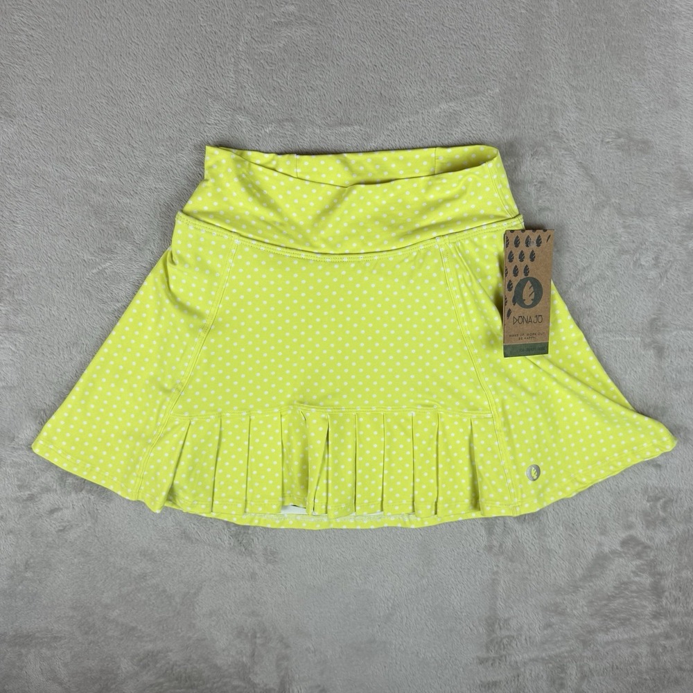 Dona Jo Lemon Skirt Skort Women Size S Yellow White Polka Dot Ruffle SKI702 NEW